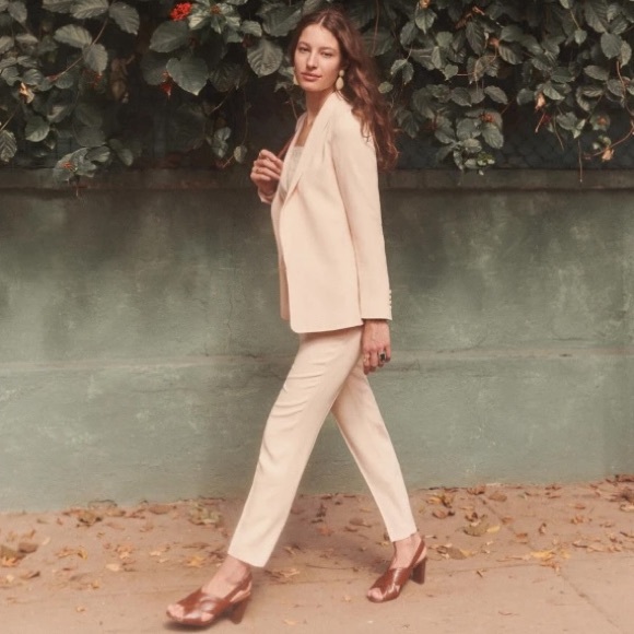 SEZANE Gustavo Trouser Pants Nude Blush Pink - Picture 3 of 9